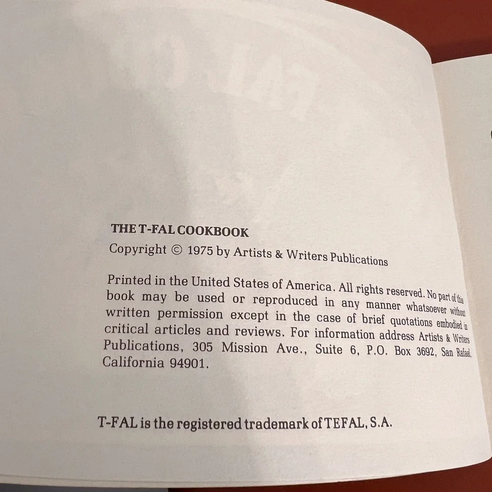 Vtg 1975 The T-Fal Cookbook Malcolm R Hebert Softcover French‎ Italian Recipes